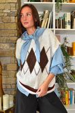 Zeta Otto Argyle Tank Oatmeal